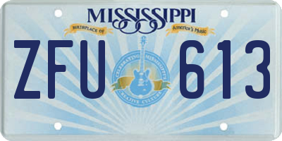 MS license plate ZFU613