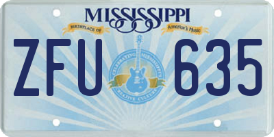MS license plate ZFU635