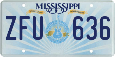 MS license plate ZFU636