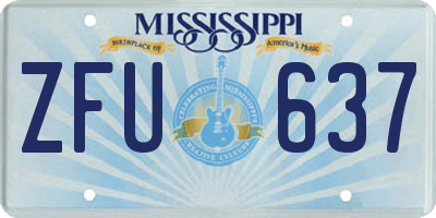 MS license plate ZFU637