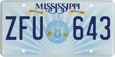 MS license plate ZFU643