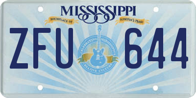 MS license plate ZFU644