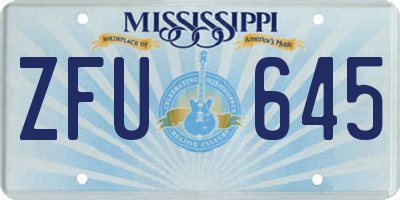 MS license plate ZFU645