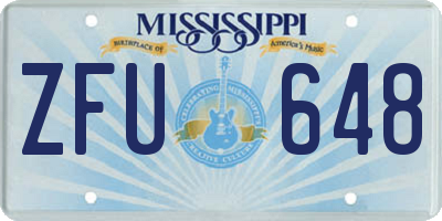 MS license plate ZFU648