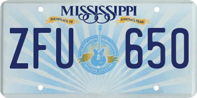 MS license plate ZFU650