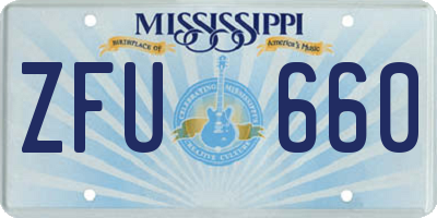 MS license plate ZFU660