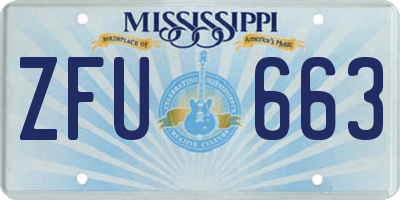 MS license plate ZFU663