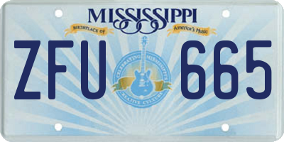 MS license plate ZFU665