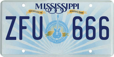 MS license plate ZFU666