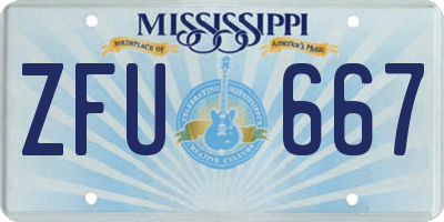 MS license plate ZFU667