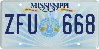 MS license plate ZFU668