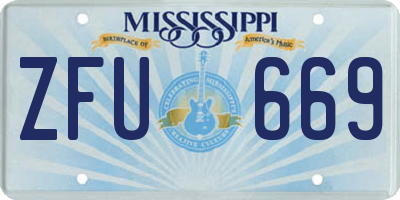 MS license plate ZFU669