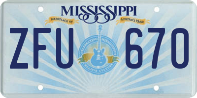 MS license plate ZFU670