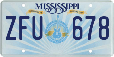 MS license plate ZFU678
