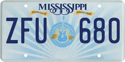 MS license plate ZFU680