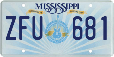 MS license plate ZFU681