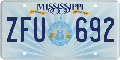 MS license plate ZFU692