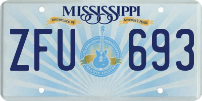 MS license plate ZFU693
