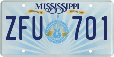 MS license plate ZFU701