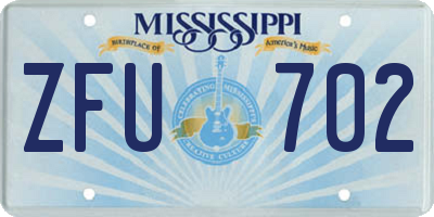 MS license plate ZFU702
