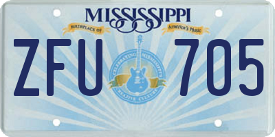 MS license plate ZFU705