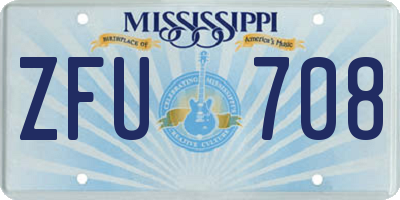 MS license plate ZFU708