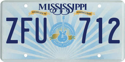 MS license plate ZFU712