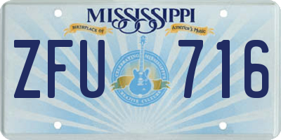 MS license plate ZFU716