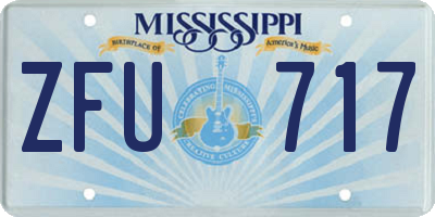 MS license plate ZFU717