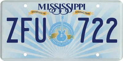 MS license plate ZFU722