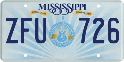 MS license plate ZFU726