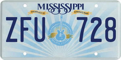 MS license plate ZFU728
