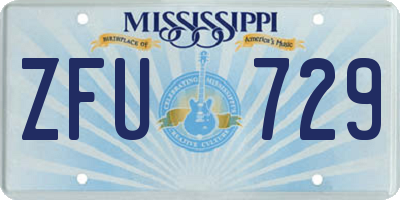 MS license plate ZFU729