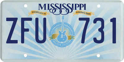 MS license plate ZFU731
