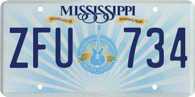 MS license plate ZFU734