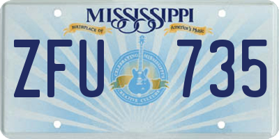 MS license plate ZFU735