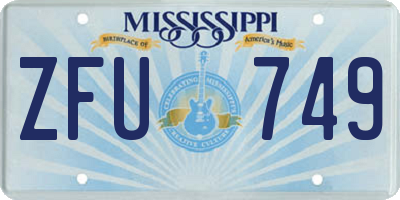 MS license plate ZFU749