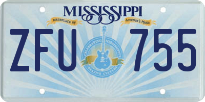 MS license plate ZFU755