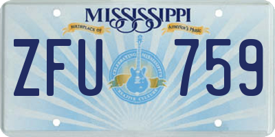 MS license plate ZFU759
