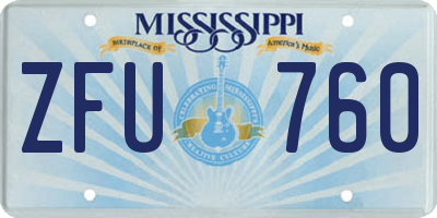 MS license plate ZFU760