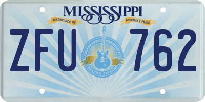 MS license plate ZFU762