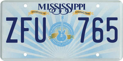 MS license plate ZFU765