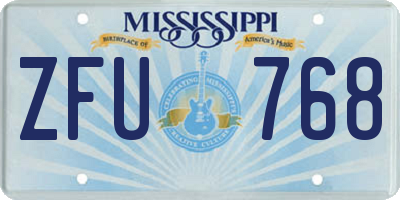 MS license plate ZFU768