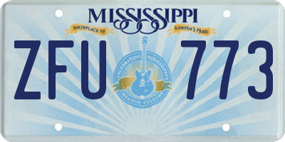 MS license plate ZFU773