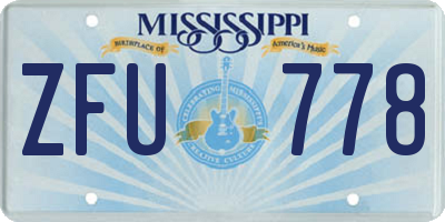 MS license plate ZFU778