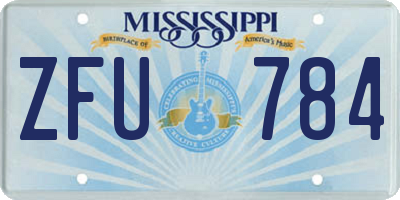 MS license plate ZFU784