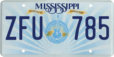 MS license plate ZFU785