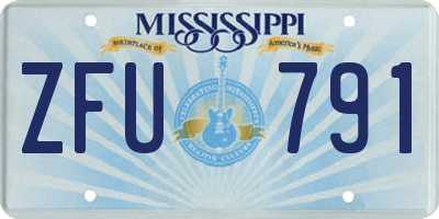 MS license plate ZFU791