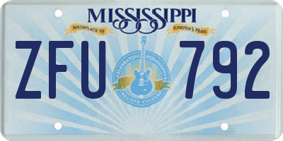 MS license plate ZFU792