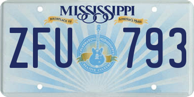 MS license plate ZFU793
